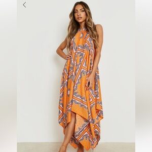 scarf print woven swing dress
